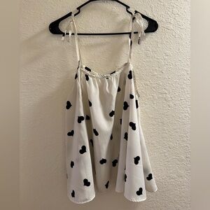 White smock top with Black Heart Pattern - Small